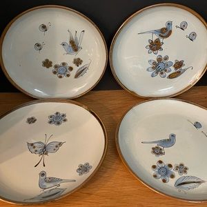 Tonala Vintage Mexican Pottery by Ken Edward Set of 4 Dinner Plates